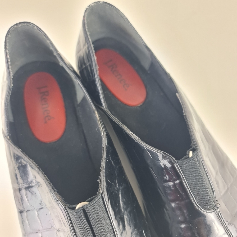 J.Renee women loafers black size 8.5M leather Croc Patent - Picture 9 of 12